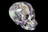 Realistic, Carved Chevron Amethyst Skull #116682-3